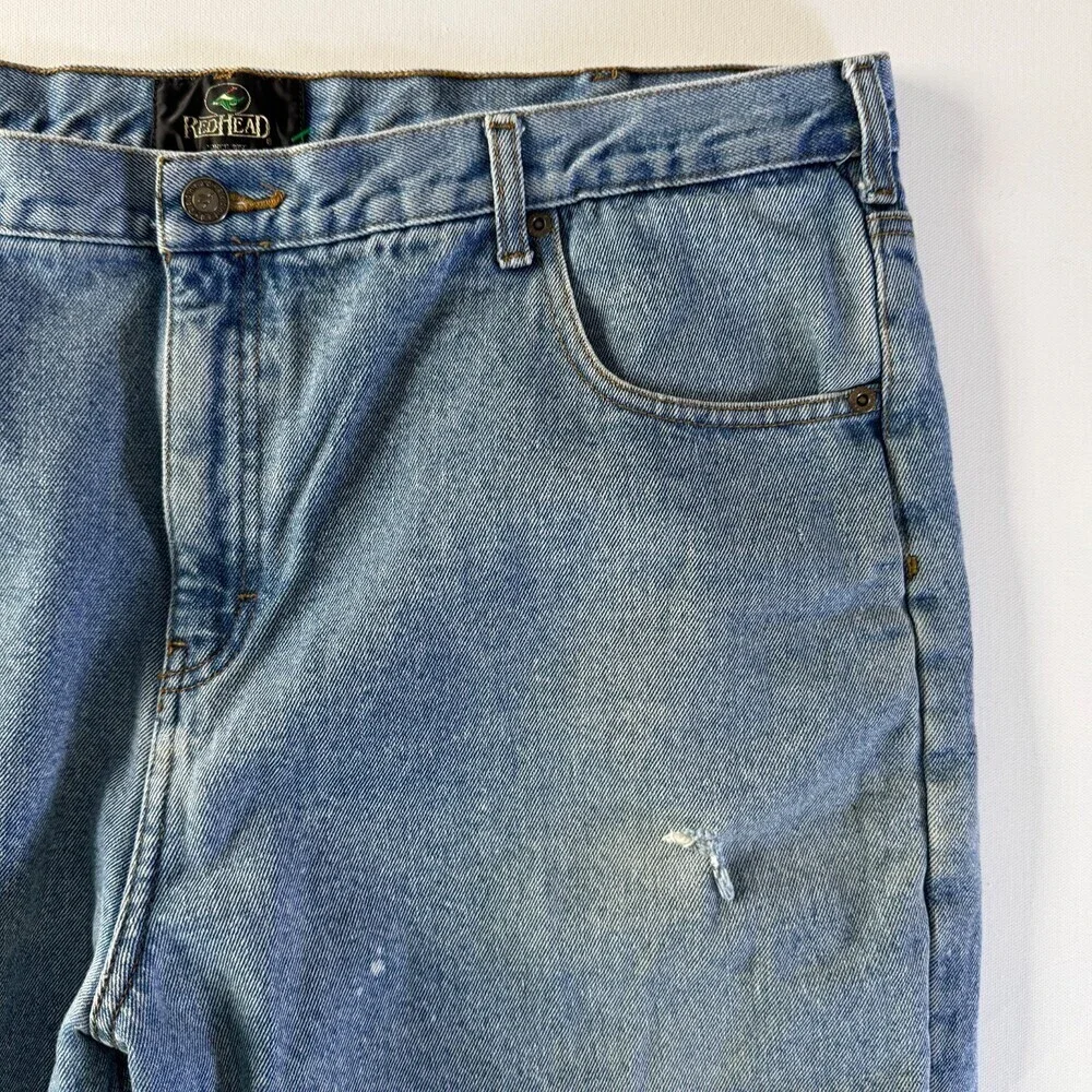 RedHead Fleece Lined Insulated Work Jeans Men's 42x30 Lightwash, Elastic Ankles